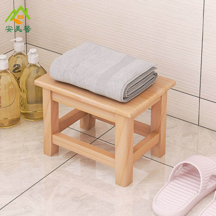 Bathroom Bath Small Stool Bathroom Low Stool Solid Wood Shower Stool