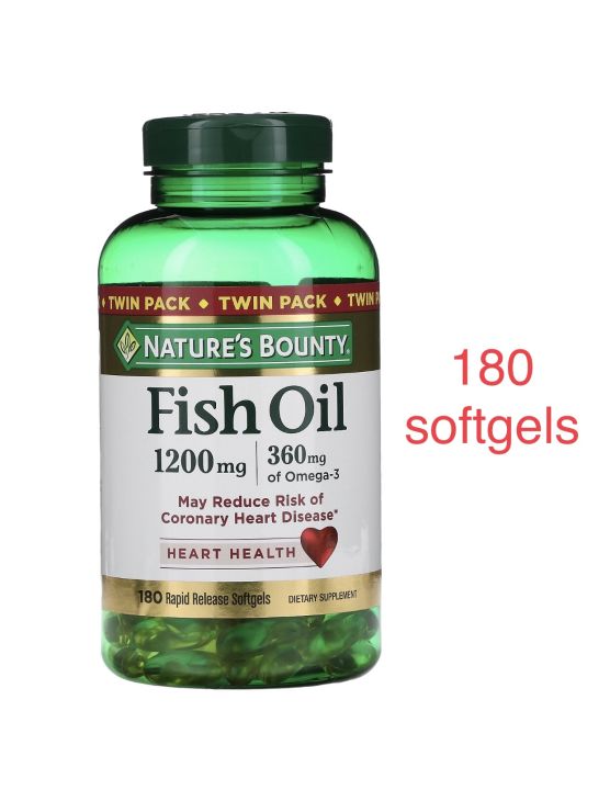 Nature's Bounty Fish Oil 1200 mg Rapid Release Liquid Softgels Twinpack