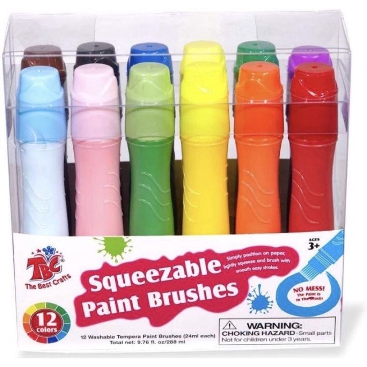 The Best Crafts 12 pcs Squeezable Tempera Paint Brushes (Ages 3 ...