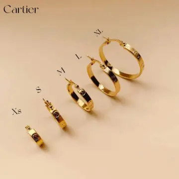 YELLOW GOLD CARTIER INSPIRED HOOP EARRINGS (24X4MM) | Silveri Jewellers