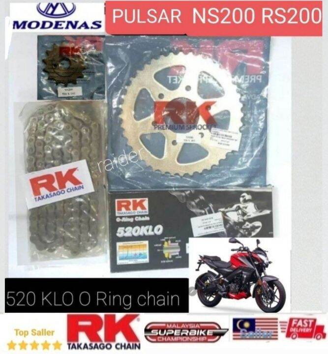 Modenas Pulsar NS200 RS200 Sprocket & Chain Kit [520KLO O Ring Chain