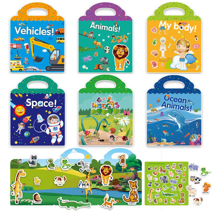 3 Set Reusable Sticker Books for Kids,Travel Removable Books for 2