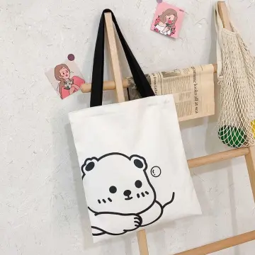 Tas Tote Bag Kanvas Murah Wanita Hitam / Tas Pergi Tas Belanja Murah Totebag  Canvas