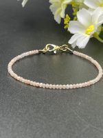 Peach moonstone 2MM tiny beaded bracelet for women.