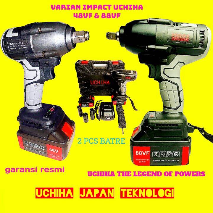 Impact wrench uchiha 88V 48V 2 baterai cordless mesin pembuka baut truk
