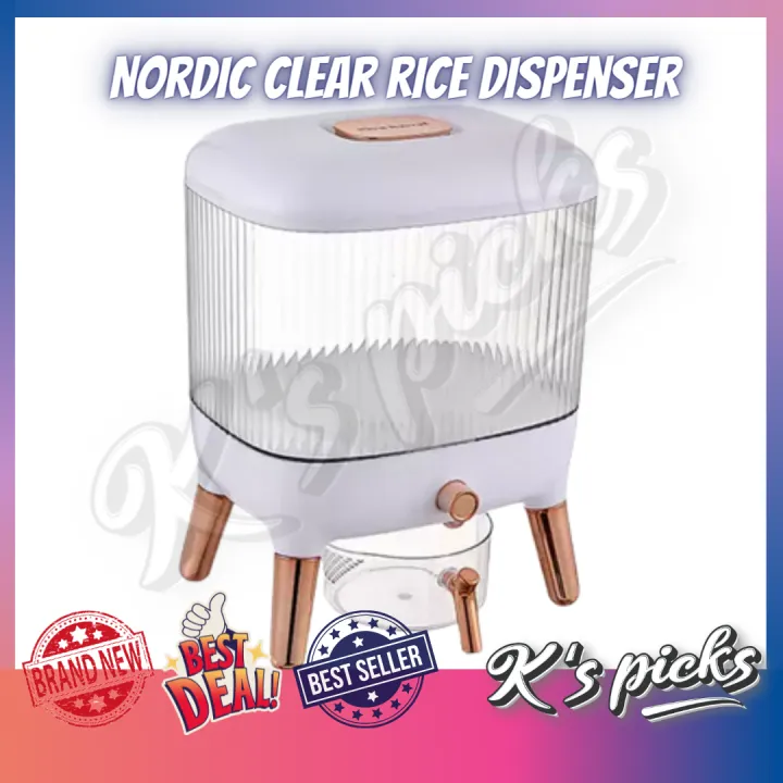 [K's Picks] NORDIC CLEAR RICE DISPENSER Modern Rice Container ...