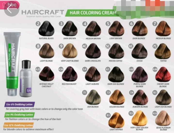 Haircraft coloring cream, no ammonia,suitable to sensitive scalp