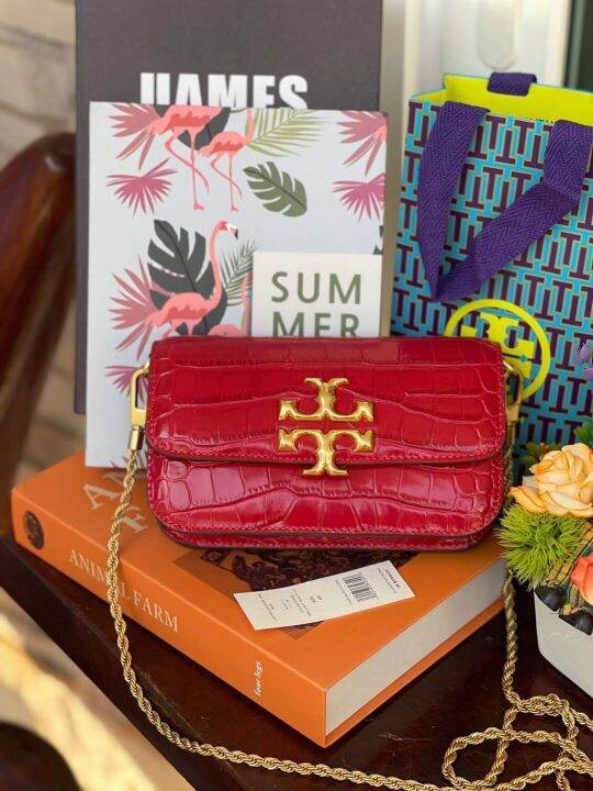 งานช็อปแบรนด์ Tory Burch Eleanor CrocodileEmbossed Phone Crossbody Bag