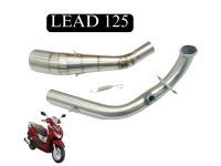 คอท่อ Honda  Lead 125สวมปลายท่อแต่งขนาด 2 นิ้วหรือ 51 mm สแตนเลส