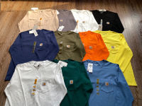 Carhartt WIP Carhartt เสื้อยืดแขนยาวแบรนด์แฟชั่นชุดทำงาน Carhartt รุ่นเบสิคใส่ด้านในทรงหลวมสำหรับคู่รักชายหญิง k126