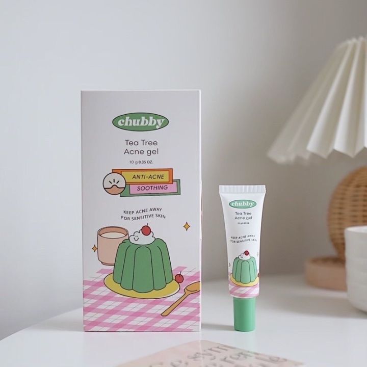 เจลแต้มสิวชับบี-chubby-tea-tree-acne-gel-สูตรใหม่-สารสกัด-x2-สิวแห้งไว-สิวยุบไวกว่าเดิม-ขนาด-10-กรัม