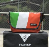 Fighter กระเป๋าสะพายข้างส้ม-เขียวอ่อนขาว[พร้อมส่J]