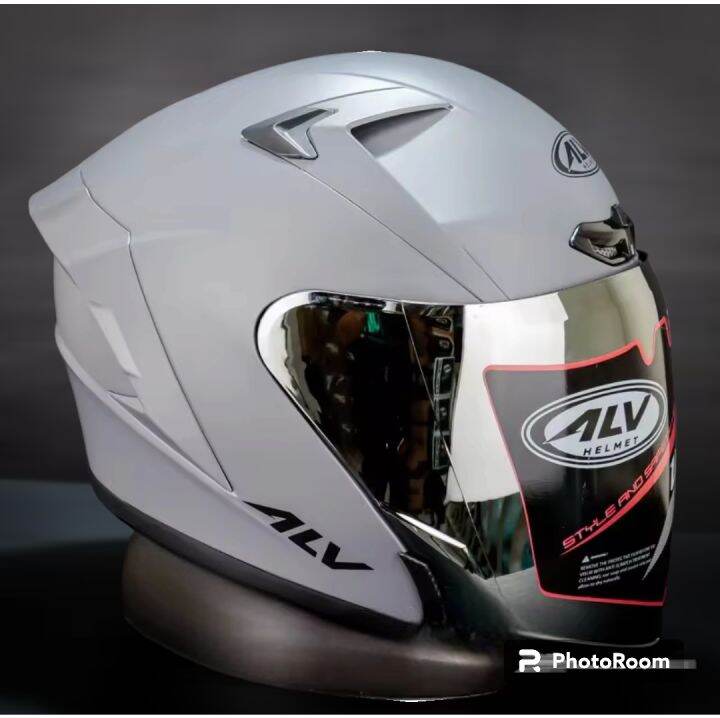 Helm Half Face ALV ULTRON Kekinian Kaca Silver STONE GREY DOP VIRAL ...