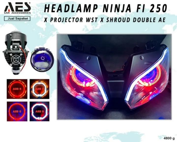 PROJIE PROJECTOR BILED AES WST MOTOR NINJA 250 Fi PAKET HEADLAMP