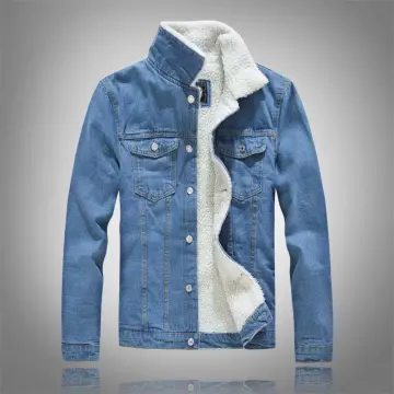 Light Blue, 3XL) Winter Warm Denim Jacket Fleece Lined Jean Coat Fur Lapel  Collar Trucker Jacket For Men on OnBuy