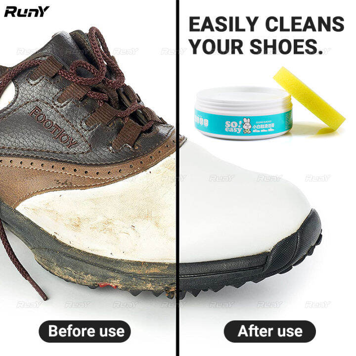 RunY 2 Pcs White Shoe Cleaning Cream Shoe Cleaner Water Free Cleaning ...