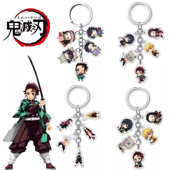 [5pcs of Set] Anime Keychain Demon Slayer My Hero Academia One Piece
