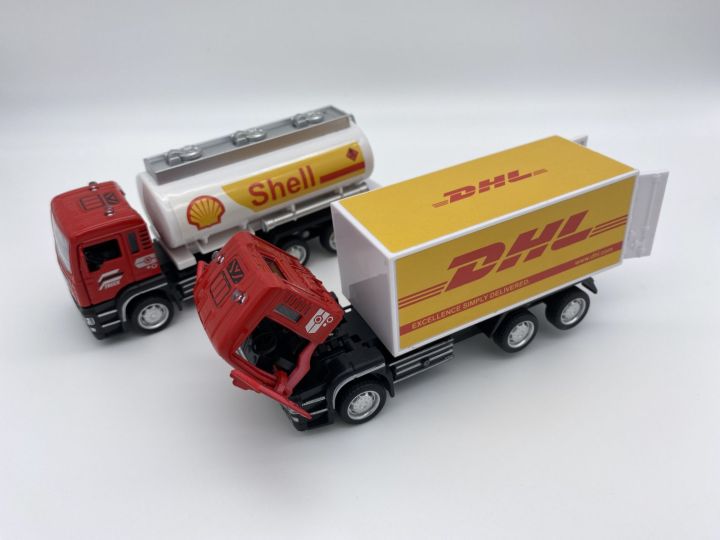 โมเดลรถบรรทุก-dhl-amp-shell-1-32-มีไฟมีเสียง-หัวเหล็กราคา-คันล่ะ-120-บาท-สนใจกดสั่งได้เลยครับ