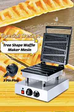 Commercial 6PCS Christmas Tree Waffle Making Machine Stainless