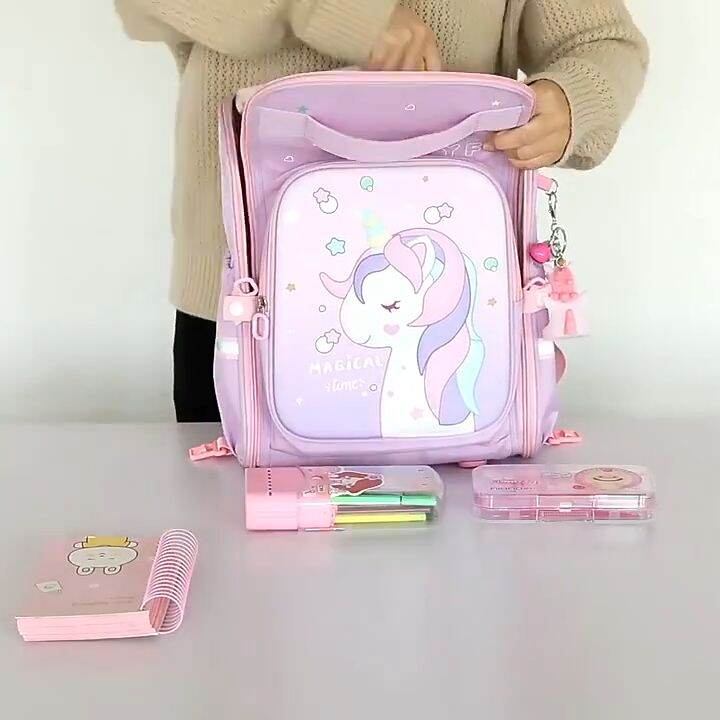 Cute Cartoon Unicorn Backpack, Ages 412, Grades 16, Large Capacity