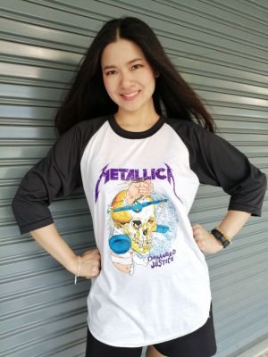 เสื้อ​วง​Metallica​แขน​สา​มส่วน​ผ้า​บาง​50