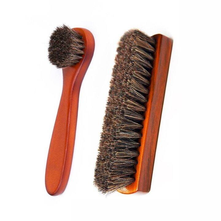 Horsehair Shoes Polish Brushes Kit Leather Shoe Boots Care Clean Polish