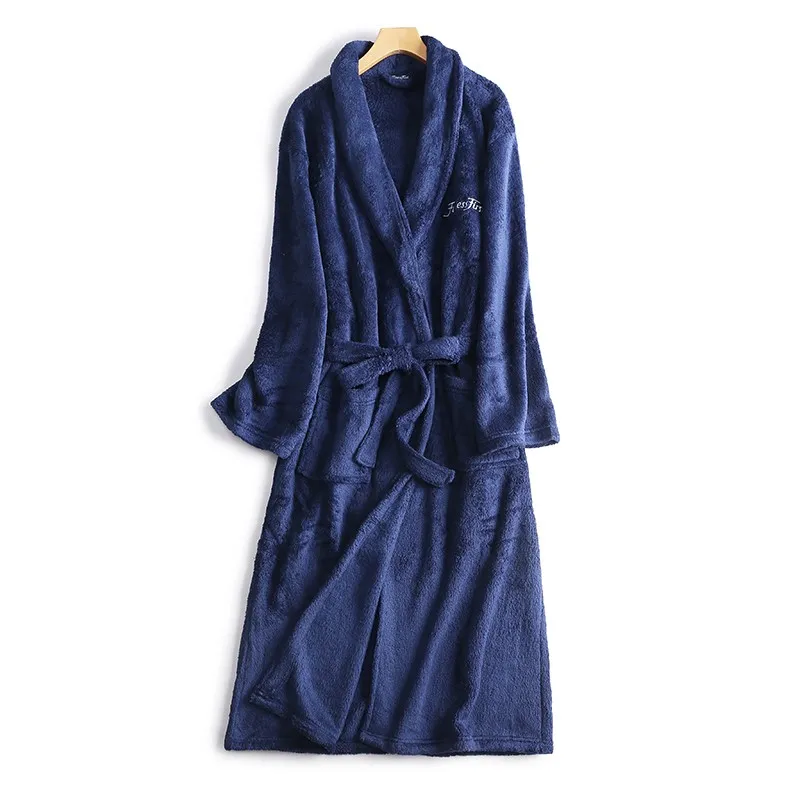 Fleece Long Bathrobe with Tie-Up