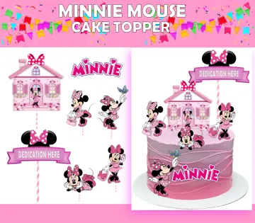 Minnie Mouse Cake Topper Kids Birthday Party Decoration Image Cut Card