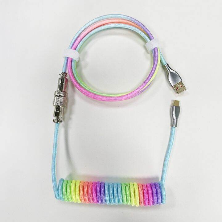 Mechanical Keyboard Custom Coiled Cable Wire GX16 Aviator USB Type C