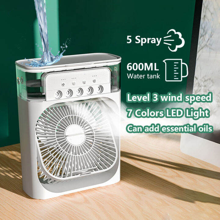 Mini Air Coolers 7 Colors LED Light Adjustable Table Fan 600ML Large