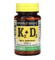 Mason Natural, Vitamin K2 Plus Vitamin D3, 100 mcg, 100 Tablets