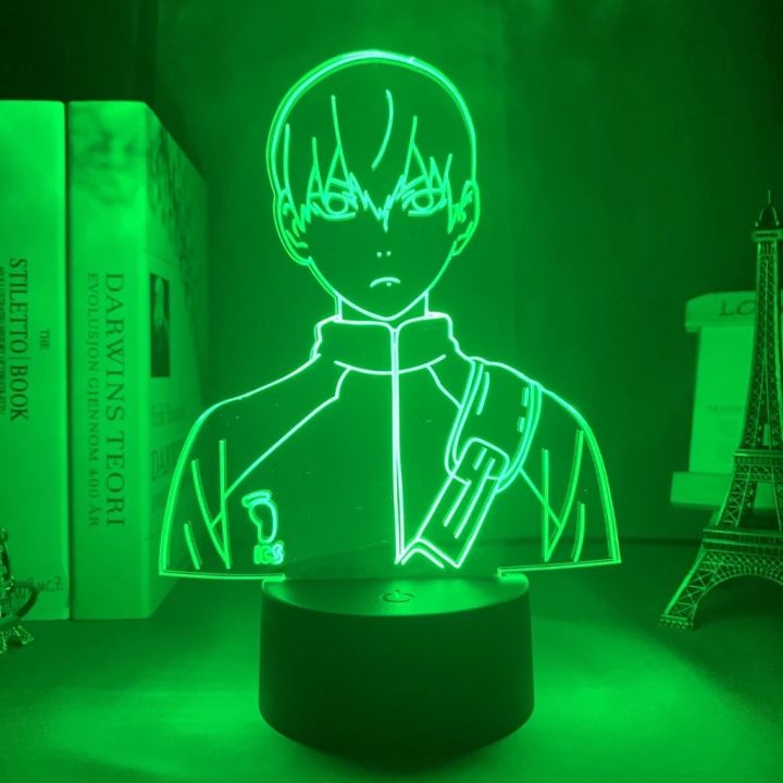  HCM] Lámpara de escritorio de anime 3D Figura de personaje Haikyuu Luces de colores LED Regalos de control remoto