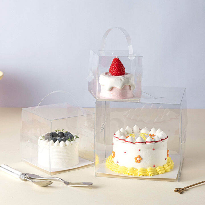 4-Inch Cake Box 4 Boxes Transparent Birthday Mousse Popcorn Packaging ...