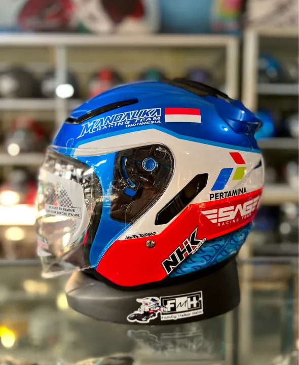 HELM NHK R1 MOTIF GP EDITION MANDALIKA HELM HALF FACE DOUBLE VISOR
