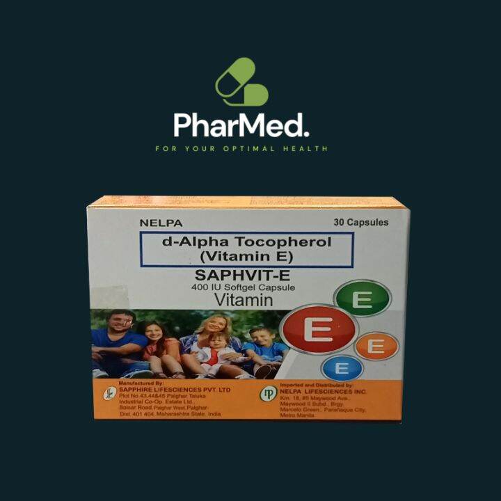 Vitamin E dAlpha Tocopherol SAPHVITE 400 IU Softgel Capsule 30 PCS