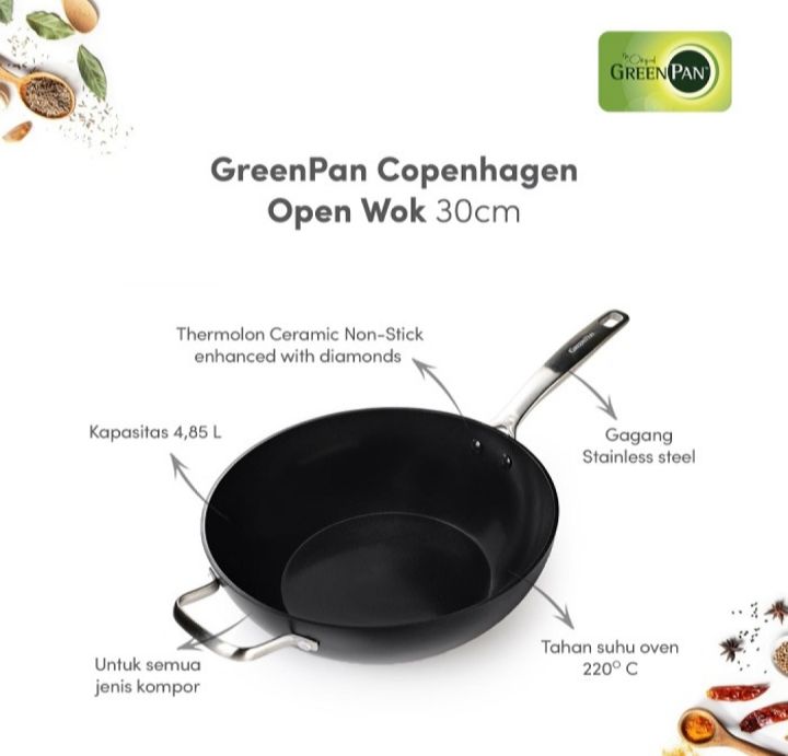 Greenpan Copenhagen Black Open Wok 30 Cm X 83 Mm Original | Lazada Indonesia