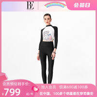 BE ชุดว่ายน้ำทูพีชแขนยาวซีรีส์แบรนด์เนมยี่ห้อ vandan Little Pony สินค้าใหม่2023สีคอนทราสต์สีดำขาวโต้คลื่นลำลอง