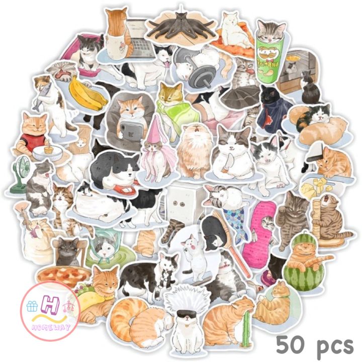 sticker-สติ๊กเกอร์-น้องแมวน่ารัก-h-147-น้องแมว-50ชิ้น-น้องน่ารักมาก-น้อง-แมว-น่ารัก-cat-น้อน-แมว-สติ้กเกอร์-เหมียว-แมวส้ม