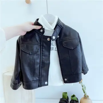 Girls Short Jacket Coat 1-4 Years Old,Fashion Infant Toddler Girls Kids  Autumn Winter Leather Zipper Outerwear