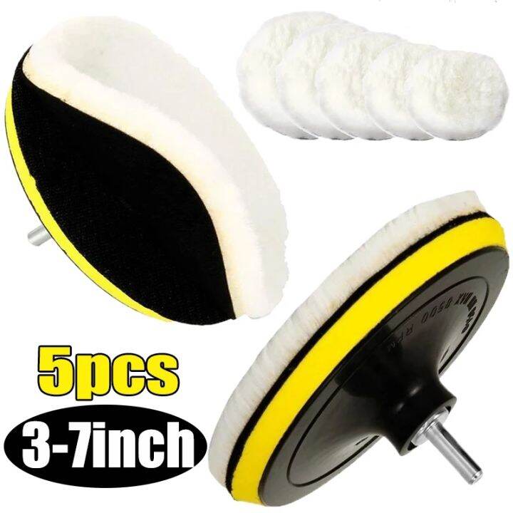 5PCS Polisher Buffer Wool Buffing Clean Pad 3/4/5/6/7 Inch Magic Patch