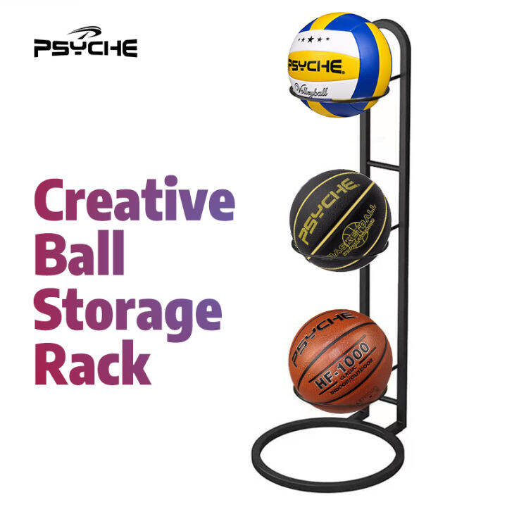 Basketball Storage Ring Football Volleyball Rugby Ball Organizer Rack 3 Layer Cube Vertical