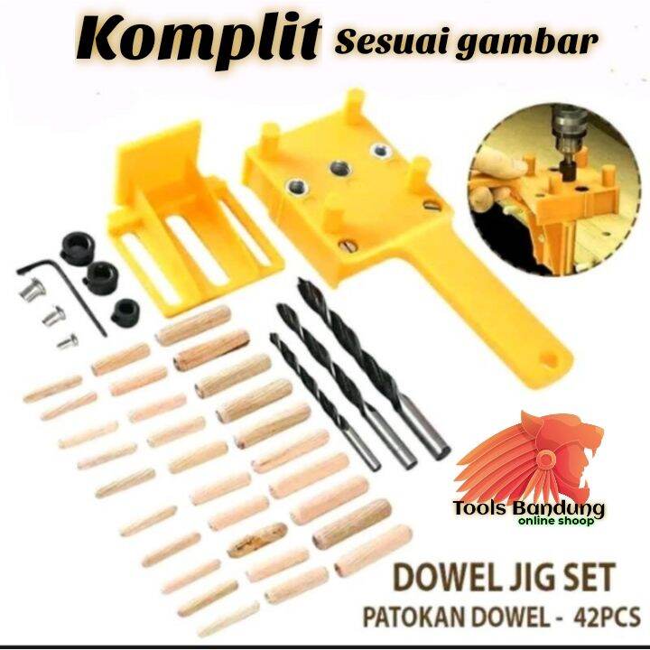 Dowel Jig Set 42 Pcs Alat Pelubang Penyambung Kayu Papankayu Plywood