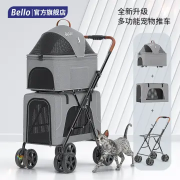 Bello 2023 Travel Carrier Easy One-Hand Fold Luxury Pet Dog Stroller 4  Wheels Lightweight Strollers for Puppy