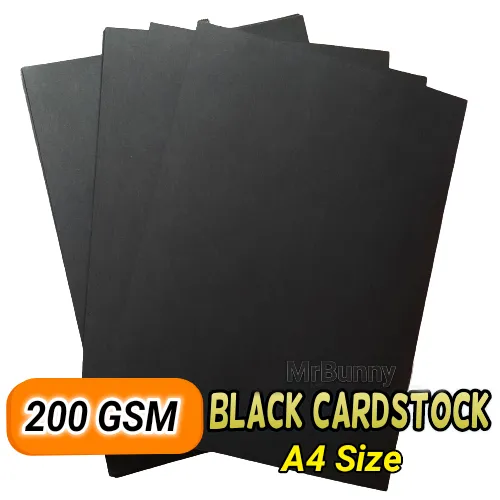 Black Cardstock A4 Size 200 Gsm 25 Pcs or 50 Pcs per Pack Scrapbook