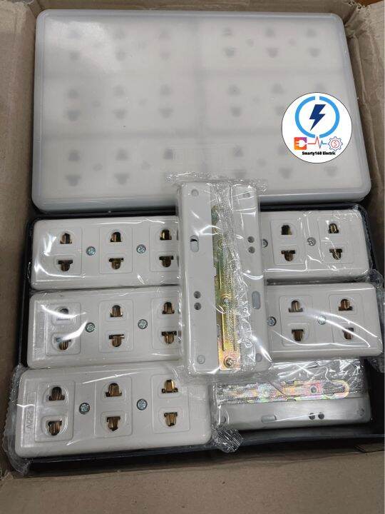 ปลั๊กไฟ-เต้ารับ-2ขา-3ช่อง-ยี่ห้อsokawa-ยกกล่อง-12-ชิ้น-16a250v-แถม-กล่องpvc