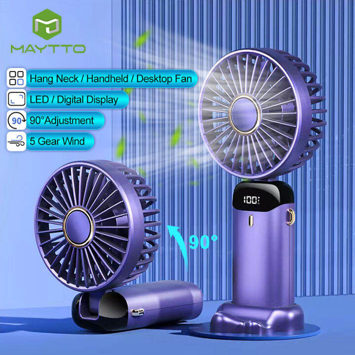 MAYTTO Mini Portable Fan LED Digital Display Foldable Handheld Fan ...