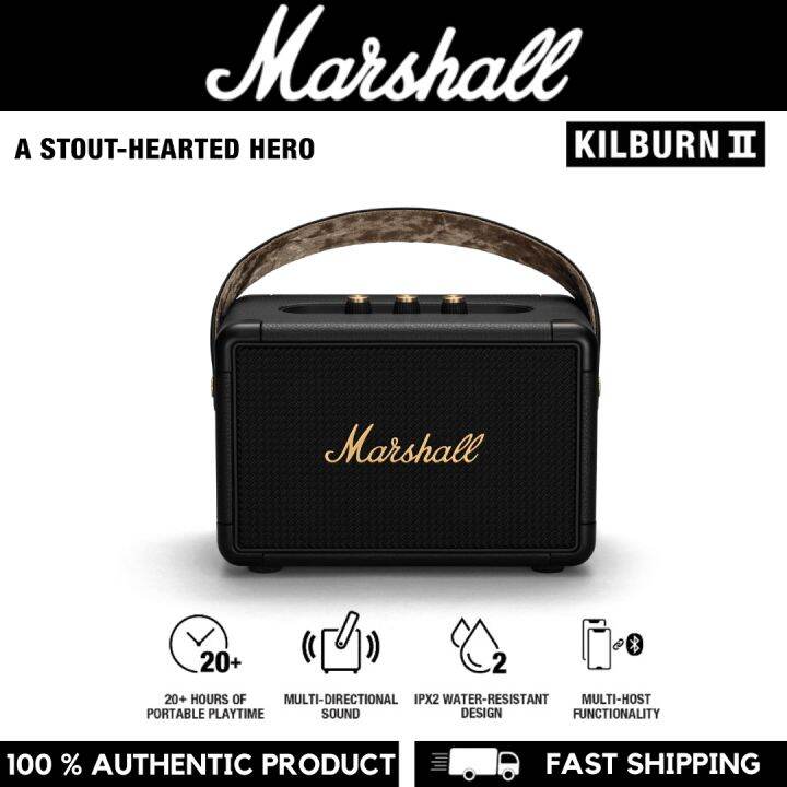 MARSHALL KILBURN II BLACK & BRASS - Bluetooth Speaker, Portable Speaker [1  Year Warranty + Free Shipping] | Lazada