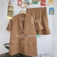 Korea Blazer set ชุดเซ็ทเบลเซอร์แขนสั้น ขาสั้นคนอ้วน สาวอวบ