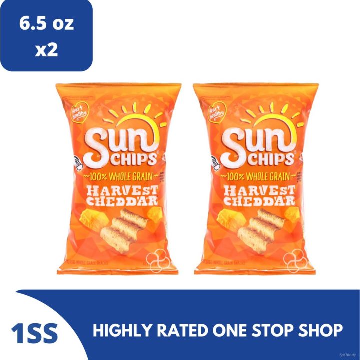 Sun Chips Whole Grain Harvest Cheddar Chips, 6.5oz set of 2 (Exp Jan 31