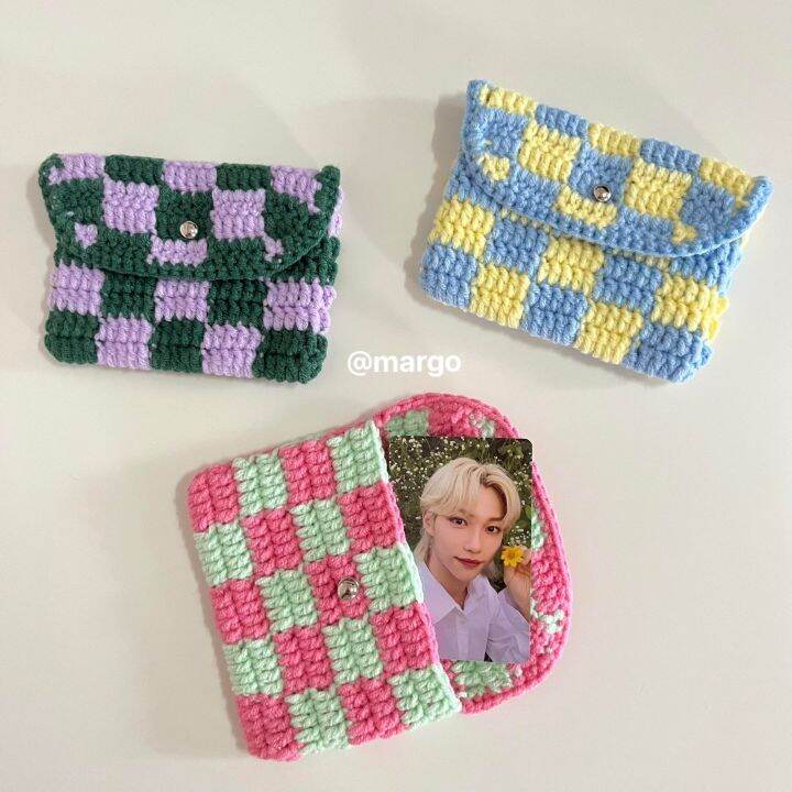 checkerboard-wallet-กระเป๋าสตางค์-กระเป๋าไหมพรม-กระเป๋าใส่บัตร